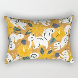 Squirrels & Blooms – Ochre Rectangular Pillow