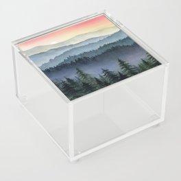 Watercolor foggy mountains #18 Acrylic Box