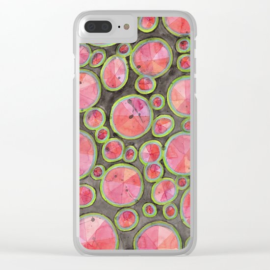 Big Red Circles Pattern Clear iPhone Case