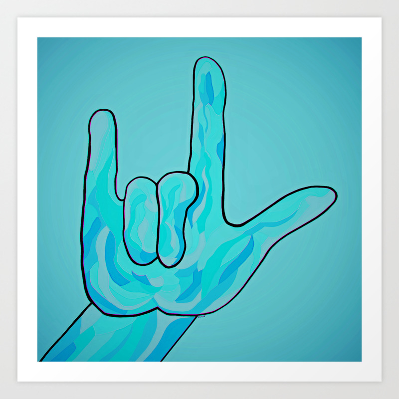 Asl I Love You Baby Blue Art Print By Eloiseart Society6 Asl I Love You Baby Blue Art Print By Eloiseart Society6