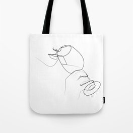 " Kitchen Collection " - Hand Holding Wine Glass/Drinking Wine Tote Bag