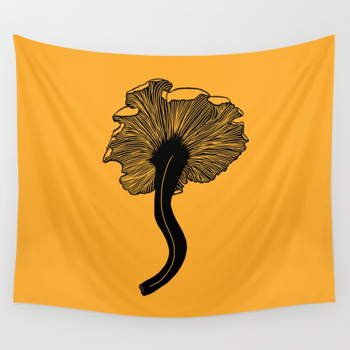 Chanterelle on Yellow Wall Tapestry