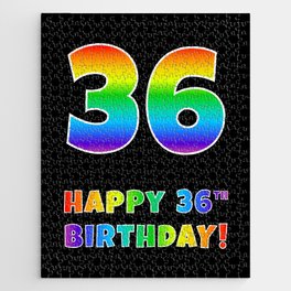[ Thumbnail: HAPPY 36TH BIRTHDAY - Multicolored Rainbow Spectrum Gradient Jigsaw Puzzle ]