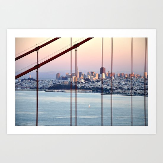 SAN FRANCISCO & GOLDEN GATE BRIDGE AT SUNSET Art Print