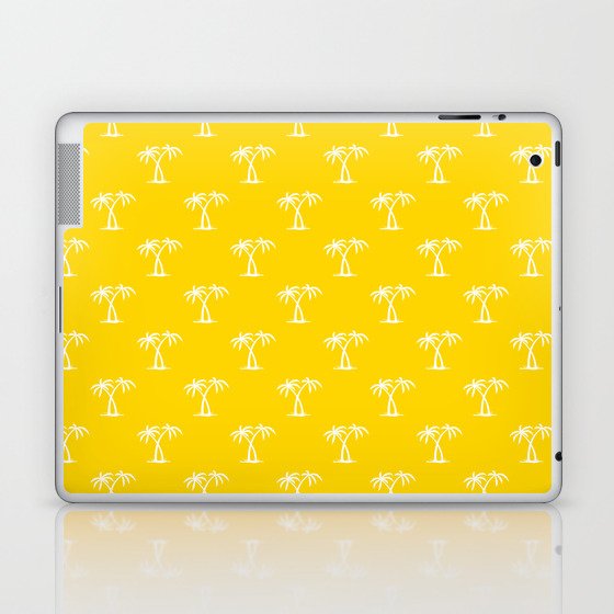 Yellow And White Palm Trees Pattern Laptop & iPad Skin