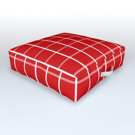 Large White on Red Grid Pattern | Outdoor Floor Cushion
