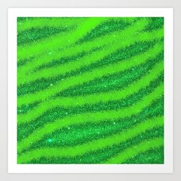 Light Green Glitter Zebra  Magic Collection Art Print