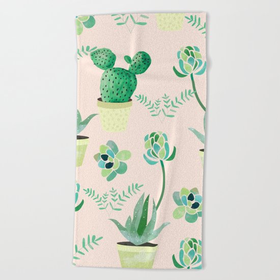 Cacti Pattern #society6 #decor #buyart Beach Towel