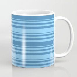 [ Thumbnail: Blue and Light Sky Blue Colored Lines Pattern Coffee Mug ]