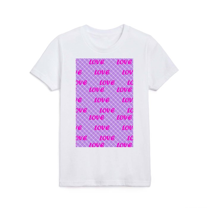 Pink And Purple Plaid Trendy Modern Love Collection Kids T Shirt