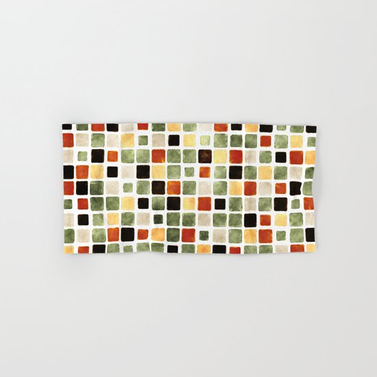 Grunge Pattern Watercolor Tiles Hand & Bath Towel