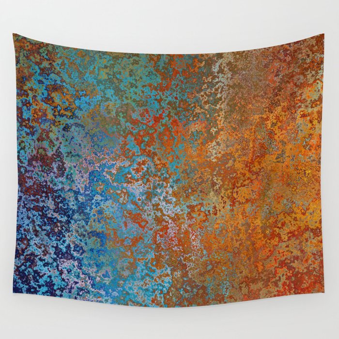 Vintage Rust, Copper and Blue Wall Tapestry