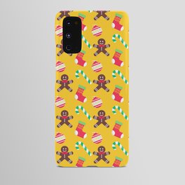 Christmas Pattern Yellow Gingerbread Ornaments Android Case