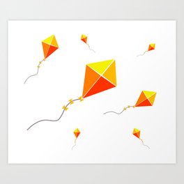 Flying Kites in the sky Art Print
