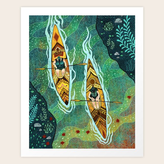 Kayaking Art Print by angelarizza Society6