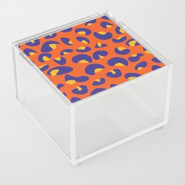 Abstract Seamless Leopard Print Pattern - Dark Slate Blue and Halloween Orange Acrylic Box