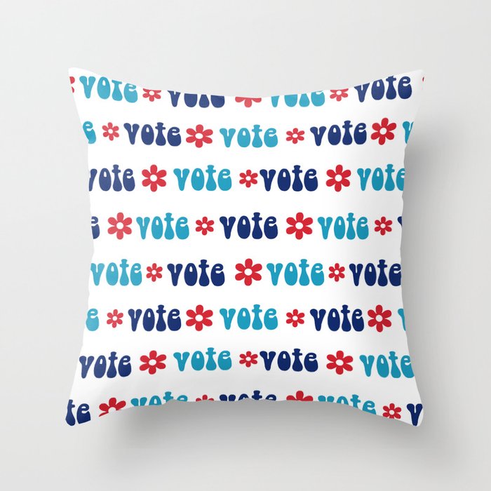 Groovy vote 2020 - typography hippie trippy voter Throw Pillow