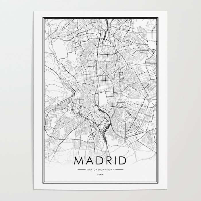 MADRID CITY MAP POSTER PRINT MODERN CONTEMPORARY CITIES TRAVEL IKEA FRAMES 
