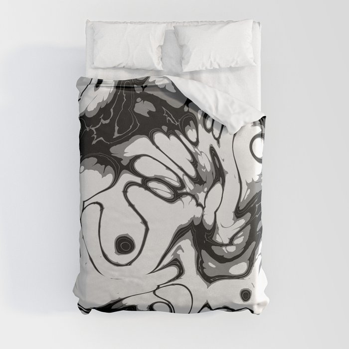 Black Gray and White Abstract Duvet Cover