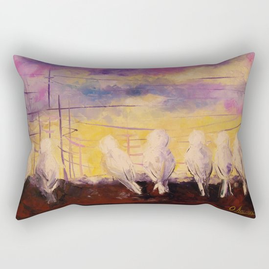 Pigeons at sunset Rectangular Pillow