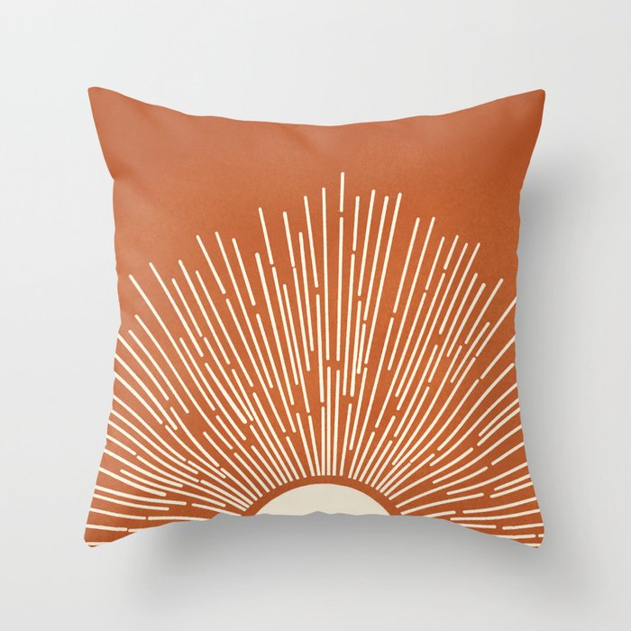 Terracota Minimalist Sun Throw Pillow