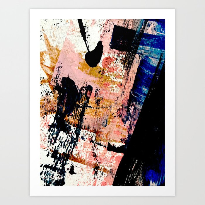 01016 : a bold abstract in pink, orange, blue, and black Art Print