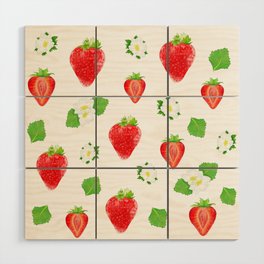 strawberry pattern Wood Wall Art