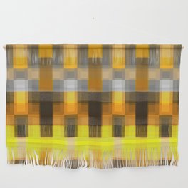 geometric symmetry art pixel square pattern abstract background in yellow brown Wall Hanging