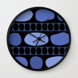 Tribal Art Rock Pattern Black Blue Wall Clock