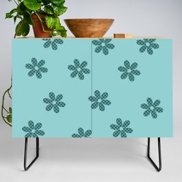 Checkered Flowers Pattern in Light Green & Green Credenza