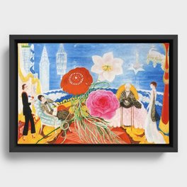 Red Poppies, Calla Lilies, Peonies & NYC Family Portrait by Florine Stettheimer Framed Canvas