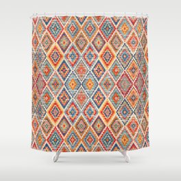 Vibrant Echoes: Bohemian Moroccan Geometric Mastery Shower Curtain