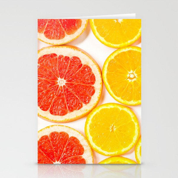 Gradient color citrus slices on white background Stationery Cards