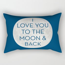 Love You to the Moon and Back - Navy Blue Rectangular Pillow