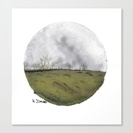 Cicular minimalist watercolour and ink landscape- grey and green Canvas Print | Minimalistlanscape, Green, Ink, Inklandscape, Minimalistart, Cicularlandscape, Minimalistwallart, Landscapepainting, Watercolor, Painting 