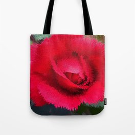  Red blooming rose flower explosion pixel art Tote Bag