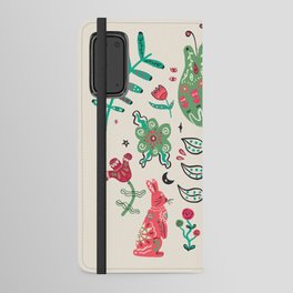 Florarl Folk Art with Rabbit Android Wallet Case