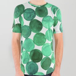 Watercolor Connected Circles - Emerald Green All Over Graphic Tee