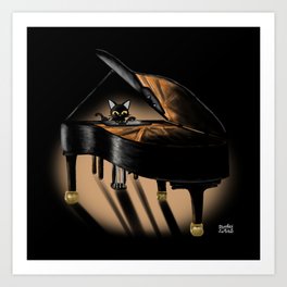 Piano and cat Art Print