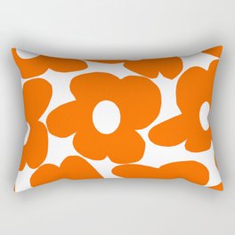 Orange Retro Flowers White Background #decor #society6 #buyart Rectangular Pillow
