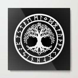 Yggdrasil /// Rune Circle (Variant II) Metal Print | Mjolnir, Thor, Treeoflife, Viking, Nordicrunes, Valknut, Norse, Huginnmuninn, Graphicdesign, Nordic 