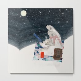the stargazers Metal Print | Painting, Pop Art, Astrology, Curated, Illustration, Colorful, Arcticanimals, Starrynight, Whimsical, Polarbears 