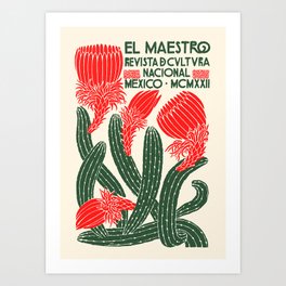 Vintage Cactus Design - El Maestro National Culture Magazine Art Print