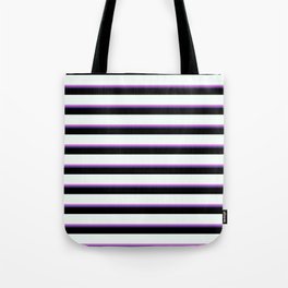 [ Thumbnail: Orchid, Dark Slate Blue, Black & Mint Cream Colored Lines/Stripes Pattern Tote Bag ]