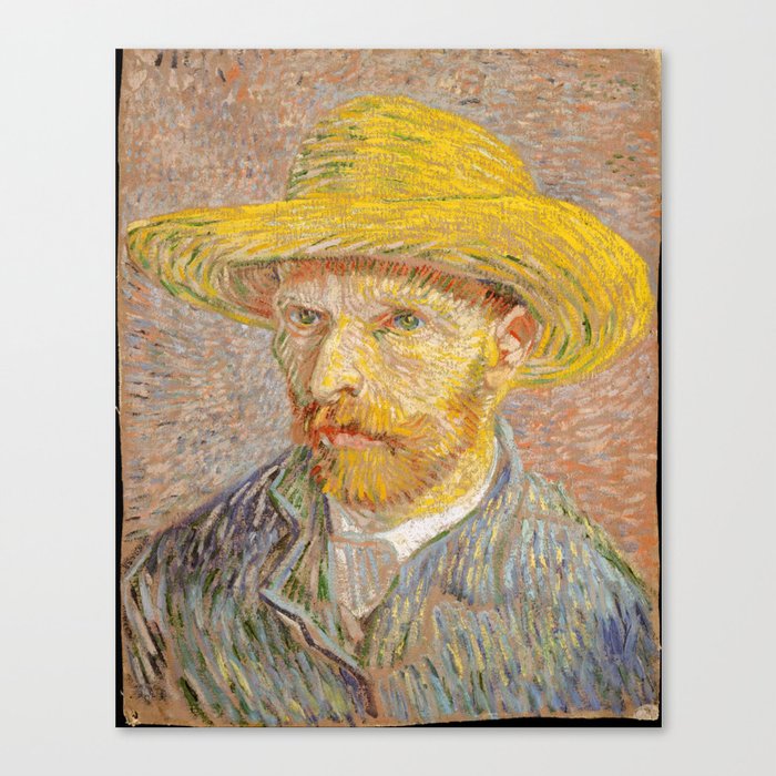Self-Portrait with a Straw Hat Canvas Print