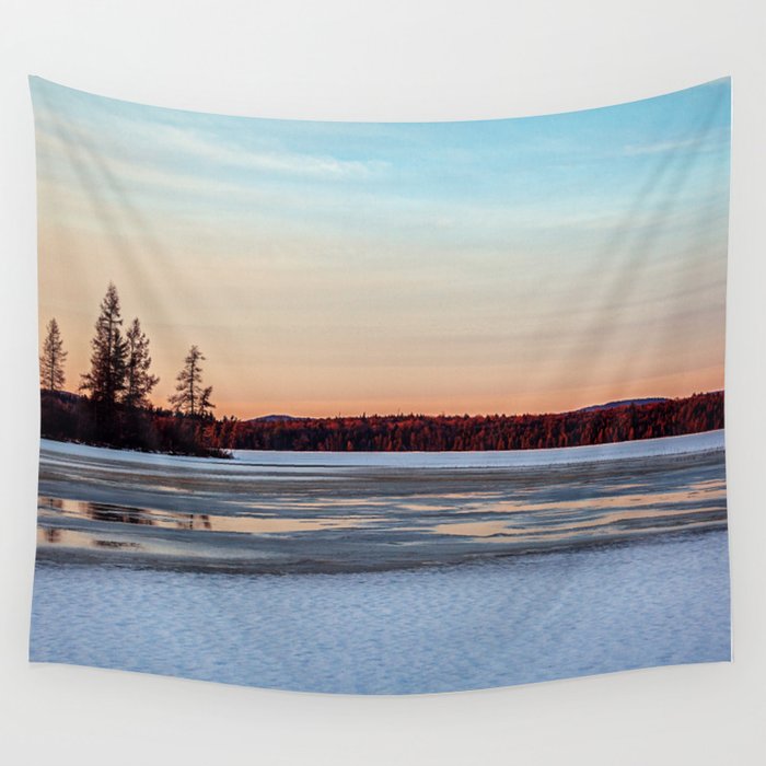 winter sunset Wall Tapestry