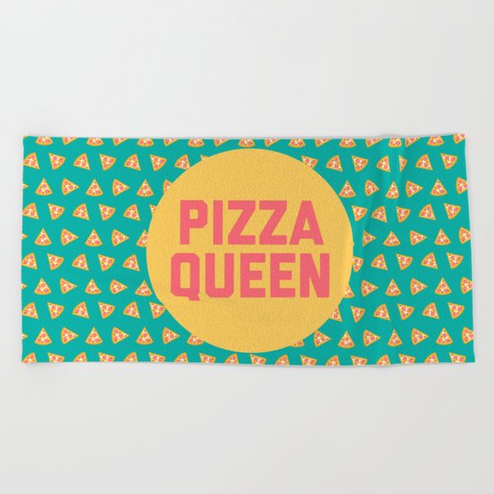 Pizza Queen Funny Quote (Graphic) Beach Towel