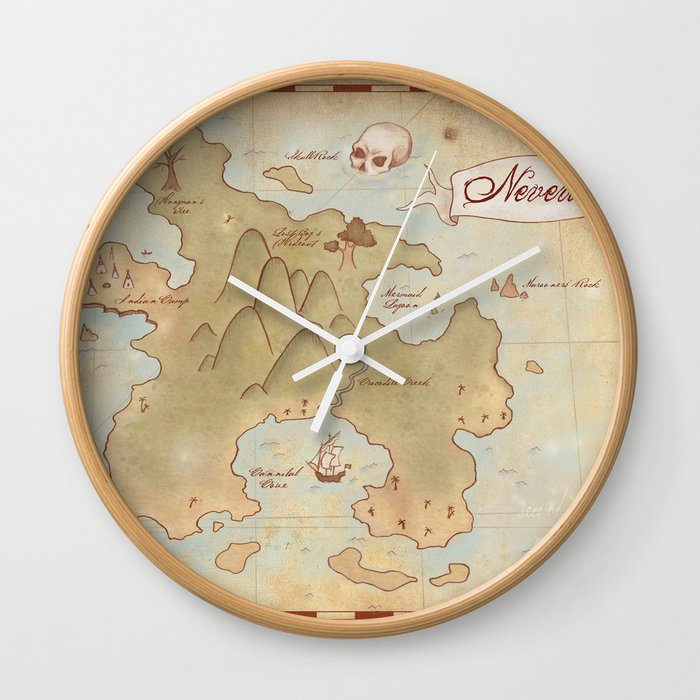 Map of Neverland Wall Clock