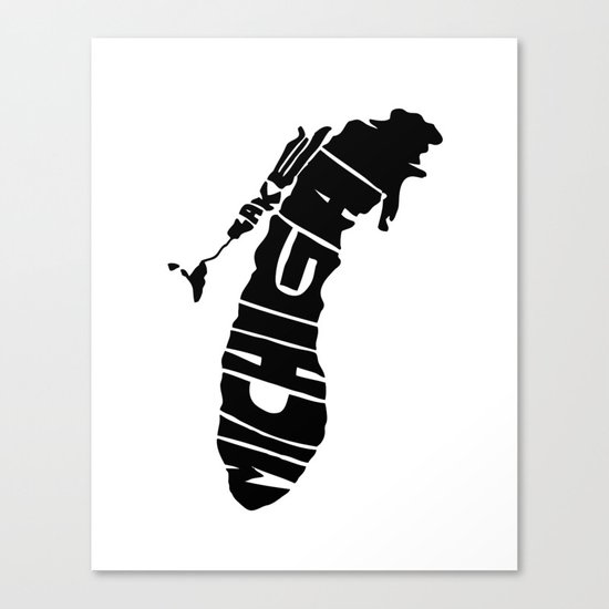 Typographic Lake Michigan Canvas Print
