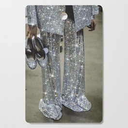 AT THE END OF THE WORKDAY | digital art collage by yana potter | sparkle suit | jacket | glitter  Cutting Board